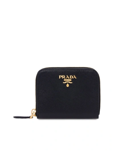 Prada Black Vtlmve Ziparound Coin Purse