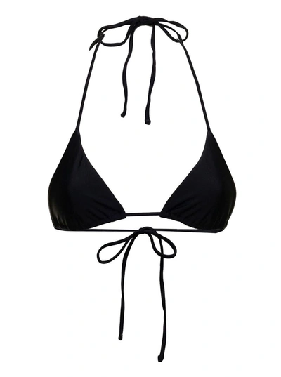 Matteau Tringolar Stretch Fabric Bikini Top In Black