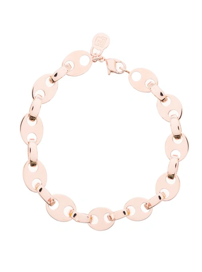 Rabanne Paco  Logo Plaque Detailed Chain Bracelet In Pink