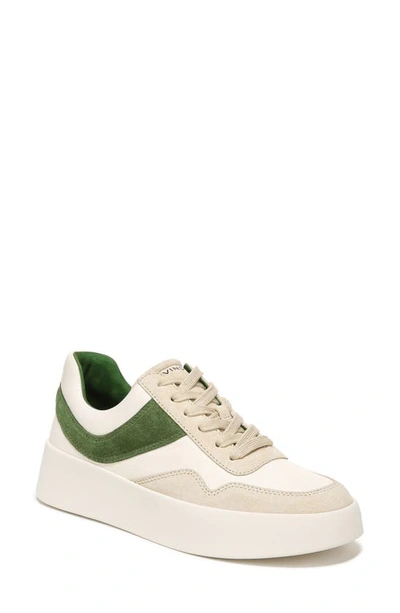 Vince Warren Mixed Leather Court Trainers In Palm Leaf