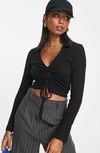 Asos Design Ruched Crop Top In Black
