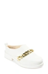 Journee Collection Sheah Chain Strap Faux Fur Lined Tru Comfort Foam Mule In White