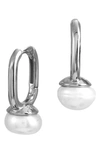 Savvy Cie Jewels Sterling Silver Cultured Freshwater Pearl Hoop Earrings In White