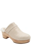 ANDRE ASSOUS SOFI IVORY EMBOSSED LEATHER FAUX FUR LINED CLOG
