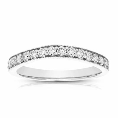 Vir Jewels 1/2 Cttw Diamond Wedding Band For Women, Contour Wave Round Diamond Wedding Band In 14k White Gold P In Silver