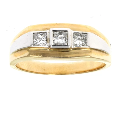 Vir Jewels 1/2 Cttw 3 Stone Princess Si Men's Diamond Engagement Ring 14k Two Tone Gold In Silver