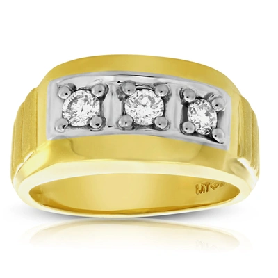 Vir Jewels 1/2 Cttw Men's 3 Stone Diamond Engagement Ring 14k Yellow Gold Si Clarity In Silver