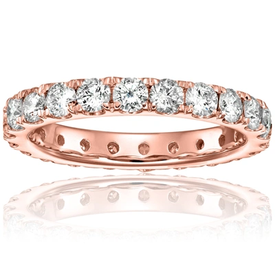 Vir Jewels 2 Cttw Diamond Eternity Ring For Women, Wedding Band In 14k Rose Gold Prong Set In Silver