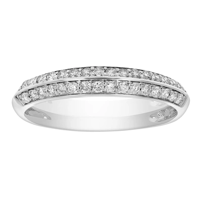 Vir Jewels 1/3 Cttw Diamond Wedding Band For Women, Two Row Diamond Wedding Band In 14k White Gold Prong Set In Silver