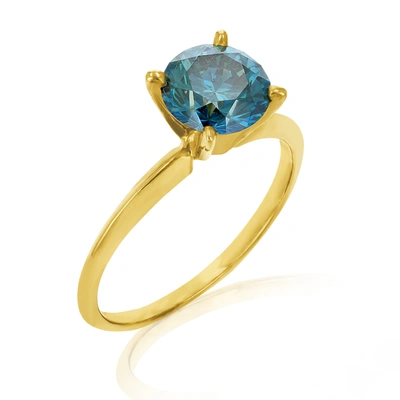 Vir Jewels 1.50 Cttw Blue Diamond Solitaire Ring 14k Gold In Yellow