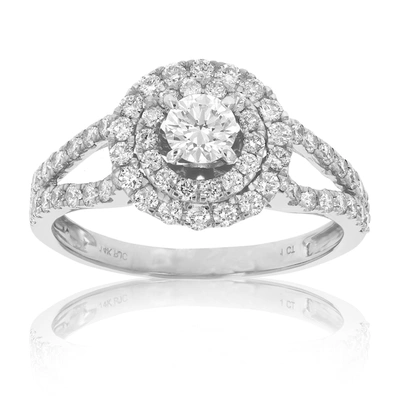 Vir Jewels 7/8 Cttw Diamond Halo Wedding Engagement Ring 14k White Gold Round Prong Bridal