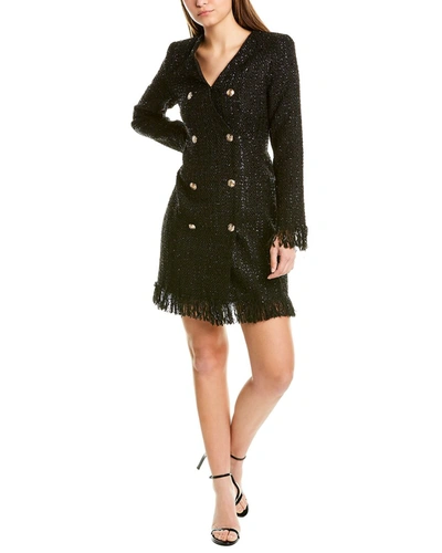 Gracia Tweed V-neck Dress In Black