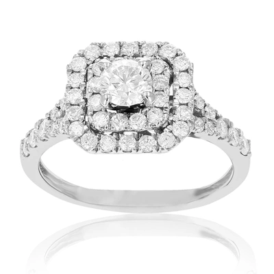 Vir Jewels 7/8 Cttw Diamond Wedding Engagement Ring 14k White Gold Halo Prong Set Bridal In Silver