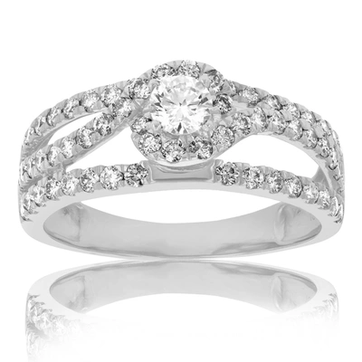 Vir Jewels 1 Cttw Diamond Halo Round Wedding Engagement Ring 14k White Gold Bridal Design In Silver