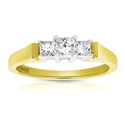 Vir Jewels 1/2 Cttw Diamond 3 Stone Ring 14k Yellow Gold In Silver