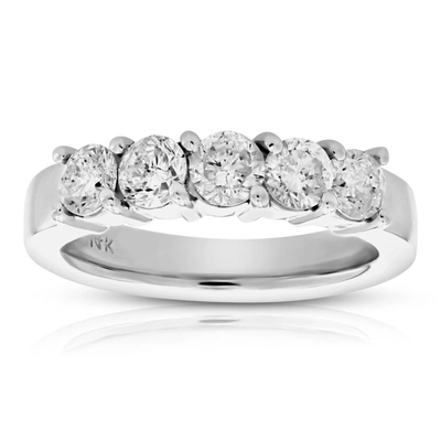 Vir Jewels 1 1/4 Cttw Diamond 5 Stone Ring 14k White Gold In Silver