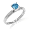VIR JEWELS 1/2 CTTW BLUE DIAMOND SOLITAIRE ENAGEMENT RING 14K WHITE GOLD ROUND PRONG SET