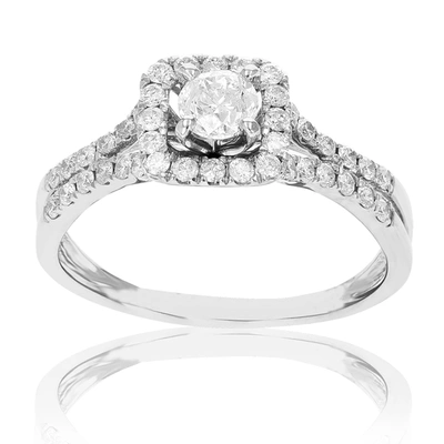 Vir Jewels 3/4 Cttw Diamond Engagement Ring 14k White Gold Halo Style Prong Bridal