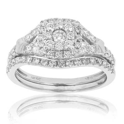 Vir Jewels 7/8 Cttw Diamond Prong Set Wedding Engagement Ring Set 14k White Gold Bridal