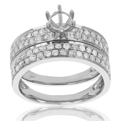 Vir Jewels 3/4 Cttw Diamond Semi Mount Bridal Set 14k White Gold Engagement Wedding In Silver