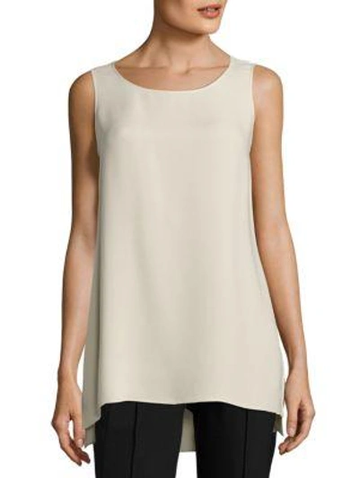 Lafayette 148 Ruthie Sleeveless Silk Blouse In Cloud