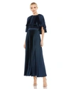 Mac Duggal Pleated Capelet A-line Cocktail Dress In Midnight