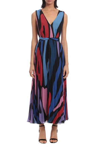 Donna Morgan Women's Printed Pleated Maxi Dress In Black/ Red