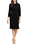 London Times Petites Womens Solid Polyester Wear To Work Dress In Black