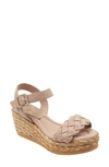 Andre Assous Women's Cecilia Braided Strap Espadrille Wedge Heel Platform Sandals In Stone