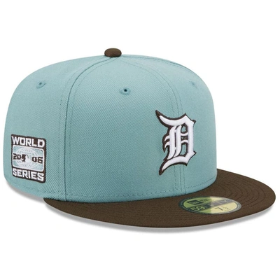 New Era Men's  Light Blue, Brown Detroit Tigers 2006 World Series Beach Kiss 59fifty Fitted Hat In Light Blue,brown