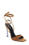 Saint Laurent Vitti Ankle Tie Sandal In Cumino/ Metal Confetti