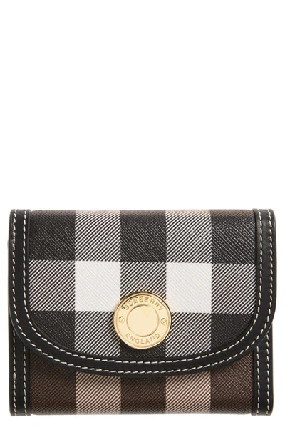 Burberry Lancaster Check Coated Canvas Tri-fold Wallet In Dark Birch Brown