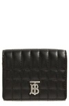 Burberry Lola Quilted Leather Trifold Wallet In Black / Palladio