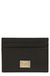 Dolce & Gabbana Calfskin Card Holder With Branded Plate In Black