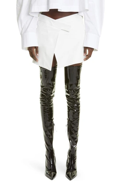 Attico Cloe Lambskin Leather Wrap Miniskirt In White