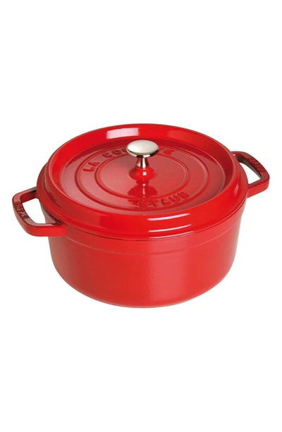 Staub Enameled Cast Iron 4-qt. Round Cocotte In Cherry