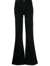 Paige Womens Moonlit Black Genevieve Flared High-rise Stretch-denim Jeans 24 In Black