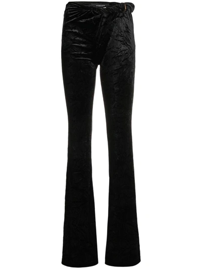 Versace Black Flared Velvet Trousers