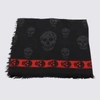 ALEXANDER MCQUEEN ALEXANDER MCQUEEN BLACK AND RED MODAL AND SILK BLEND LOGO SCARF