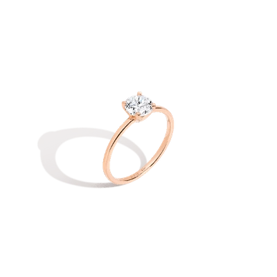 Aurate New York Pavé Round Solitaire Diamond Ring (natural Diamond) In Rose