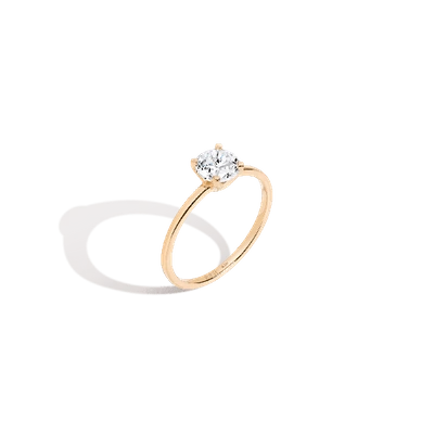 Aurate New York Pavé Round Solitaire Diamond Ring (natural Diamond) In Yellow