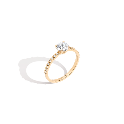 Aurate New York Pavé Round Solitaire Diamond Ring In Yellow