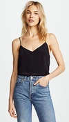 L Agence Jane Spaghetti Silk Cami In Black