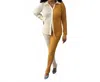 5besties Caprice Color Block Set In Off-white / Mustard In Brown