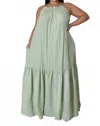 5besties Plus Size Maxi Dress In Sage In Multi