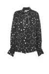5*progress Animal Print Blouse With Bow Tie Collar In Black