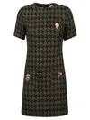 5*progress 5progress Houndstooth Wool Blend Short Dress In Green