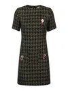 5*progress 5progress Houndstooth Wool Blend Short Dress In Verde