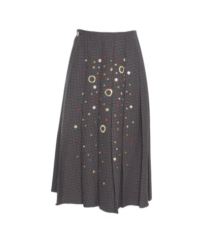 5*progress Midi Pleated Skirt With Decorative Details In Gray