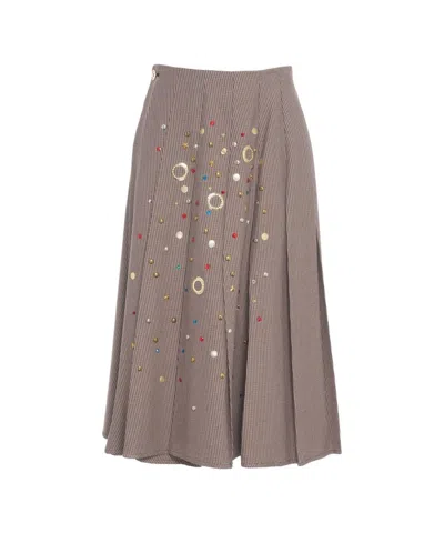5*progress Midi Pleated Skirt With Decorative Elements In Multi